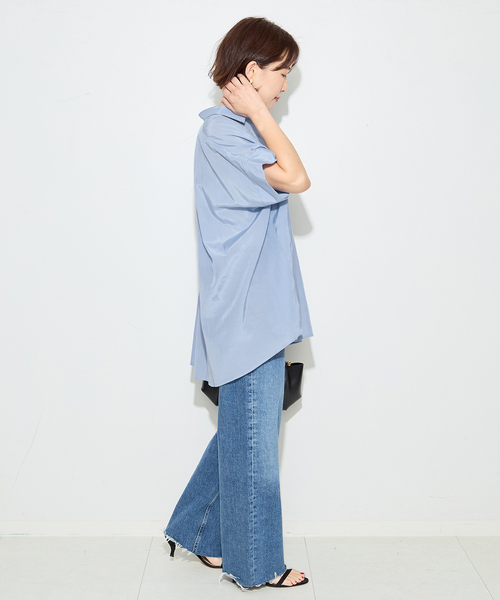 journal standard L'essage（ジャーナルスタンダードレサージュ）の「ライトローンドルマンシャツ（シャツ/ブラウス・レディース・ブラウン/アイボリー/ブルー系その他/ブラック・FREE）」の11枚目の写真