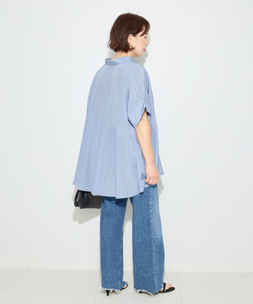 journal standard L'essage（ジャーナルスタンダードレサージュ）の「ライトローンドルマンシャツ（シャツ/ブラウス・レディース・ブラウン/アイボリー/ブルー系その他/ブラック・FREE）」の12枚目の写真