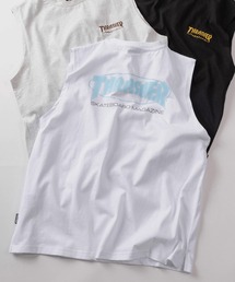 【70】【THRASHER/スラッシャー】ワンポイント刺繍 オーバルロゴ バックプリント ノースリーブ Tシャツ