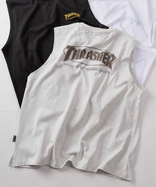 THRASHER(スラッシャー)の「【70】【THRASHER/スラッシャー】ワンポイント刺繍 オーバルロゴ バックプリント ノースリーブ Tシャツ(Tシャツ/カットソー・メンズ・ホワイト/ブラック/アッシュグレー・L/M/XL)」の2枚目の写真