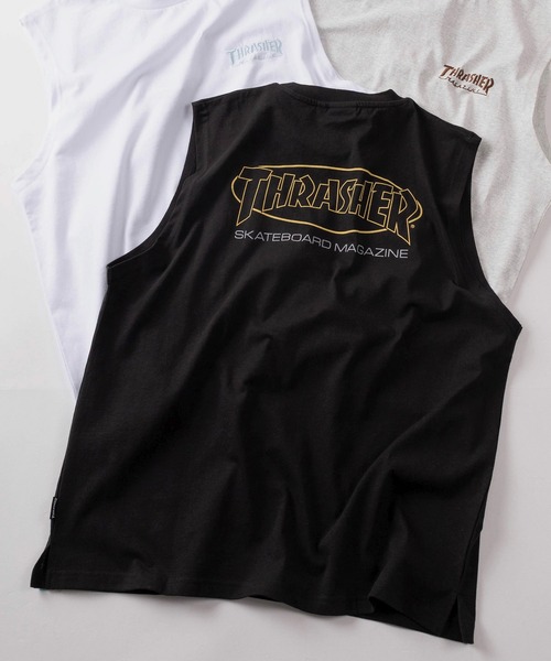 THRASHER(スラッシャー)の「【70】【THRASHER/スラッシャー】ワンポイント刺繍 オーバルロゴ バックプリント ノースリーブ Tシャツ(Tシャツ/カットソー・メンズ・ホワイト/ブラック/アッシュグレー・L/M/XL)」の3枚目の写真
