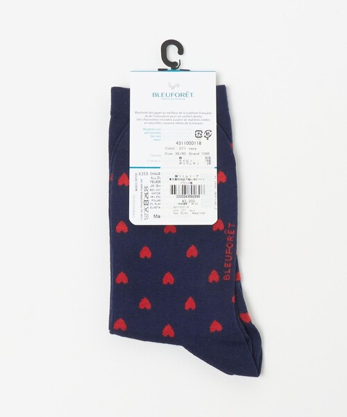 BLEU FORET(ブルーフォレ)の「<BLEU FORET>ハート ソックス(ソックス/靴下・レディース・ネイビー・36/40)」の2枚目の写真