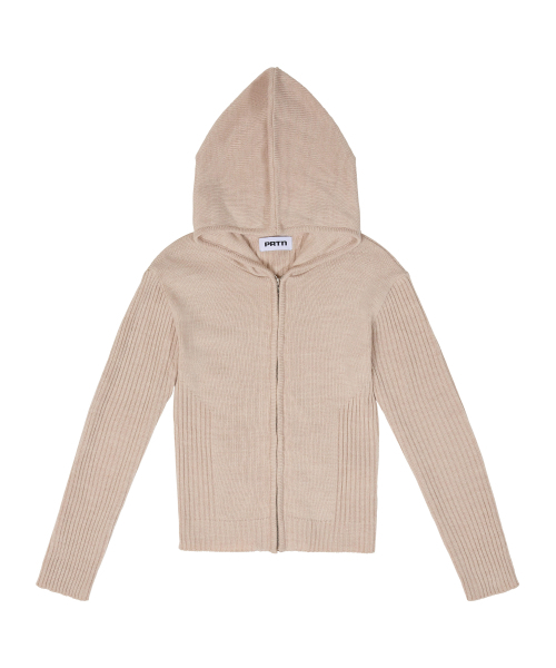 PORTERNA（ポルテナ）の「MIX RIBBED KNIT HOODIE ZIP-UP-3COLOR（ニット/セーター・レディース・ライトグレー/ベージュ/チャコール・OS）」の21枚目の写真