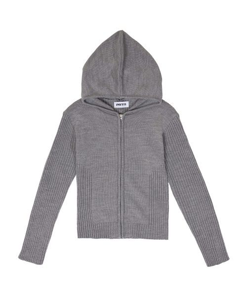 PORTERNA（ポルテナ）の「MIX RIBBED KNIT HOODIE ZIP-UP-3COLOR（ニット/セーター・レディース・ライトグレー/ベージュ/チャコール・OS）」の22枚目の写真