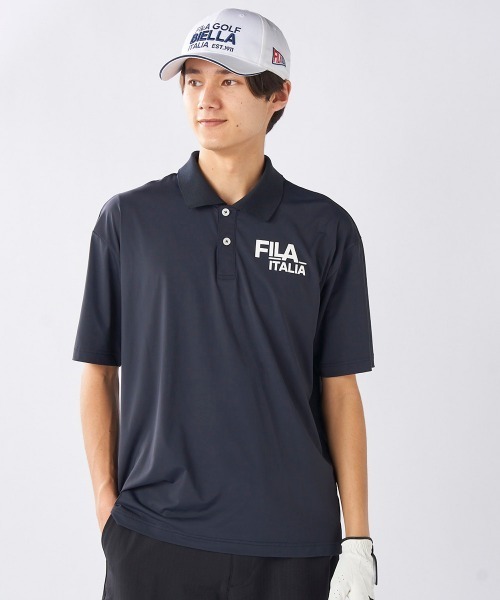 FILA GOLF（フィラゴルフ ）の「【FILA GOLF:フィラゴルフ】冷感素材半袖シャツ　ゴルフ　新素材『SUPER NYLON COOL /スーパーナイロンクール』（シャツ/ブラウス・メンズ・ホワイト/グリーン/ブラック・X-LARGE/LARGE/XX-LARGE/MEDIUM）」の2枚目の写真