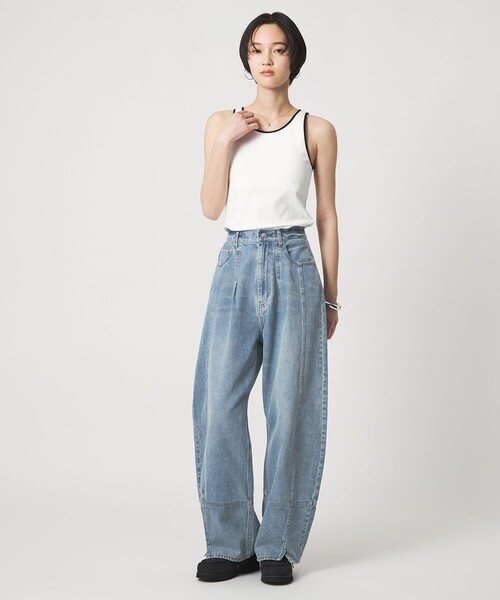 CITEN（シテン）の「＜CITEN＞デニムイージーカーブパンツ（デニムパンツ・レディース・コバルトブルー/ブラック/ライトブルー・S/M）」の5枚目の写真
