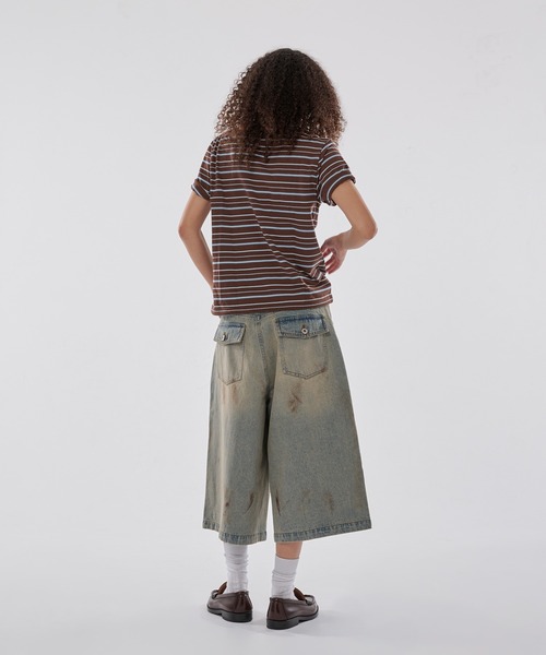 WISH FOR EVER（ウィッシュフォーエバー）の「DRAW CODE SLASH HENRY BORDER T/ドローコードスラッシュヘンリーボーダーT（Tシャツ/カットソー・メンズ・ネイビー/パープル/ブラウン/グレー・MEDIUM/LARGE/SMALL）」の15枚目の写真