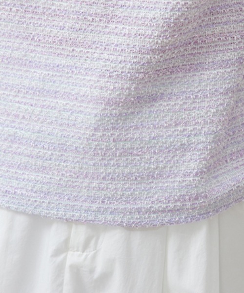 AMAJI（アマジ）の「パールネックツイードトップス（Tシャツ/カットソー・レディース・ライトパープル・SMALL/MEDIUM/LARGE/X-LARGE）」の7枚目の写真