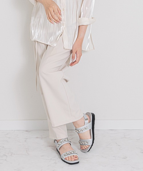 Bridget Birkin(ブリジットバーキン)の「【Bridget Birkin】ダブルベルトビジューサンダル(562213)(サンダル・レディース・ブラック/シルバー・S/LL/M/L)」の9枚目の写真