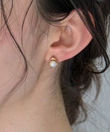 【金属アレルギー対応】ニュアンスメタルドロップパールピアス 淡水パール/天然パール