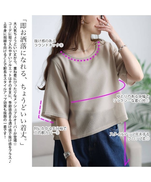 GOLDJAPAN(ゴールドジャパン)の「クロップドメッシュプルオーバー【大きいサイズ対応】(Tシャツ/カットソー・レディース・ブラウン/ブラック/アイボリー・LL/3L/4L/5L)」の17枚目の写真