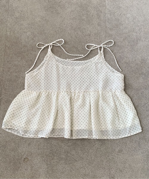 Teem Store（チームストア）の「【ドット柄 】フレアキャミソールトップス　レイヤード　重ね着（キャミソール・レディース・ベージュ/ブラック・F）」の10枚目の写真