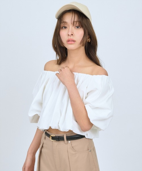 AND COUTURE(アンドクチュール)の「2WAYバルーンブラウス(シャツ/ブラウス・レディース・イエロー/ホワイト/ブラック・FREE)」の1枚目の写真