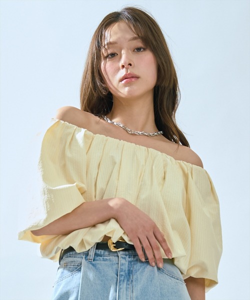 AND COUTURE(アンドクチュール)の「2WAYバルーンブラウス(シャツ/ブラウス・レディース・イエロー/ホワイト/ブラック・FREE)」の10枚目の写真