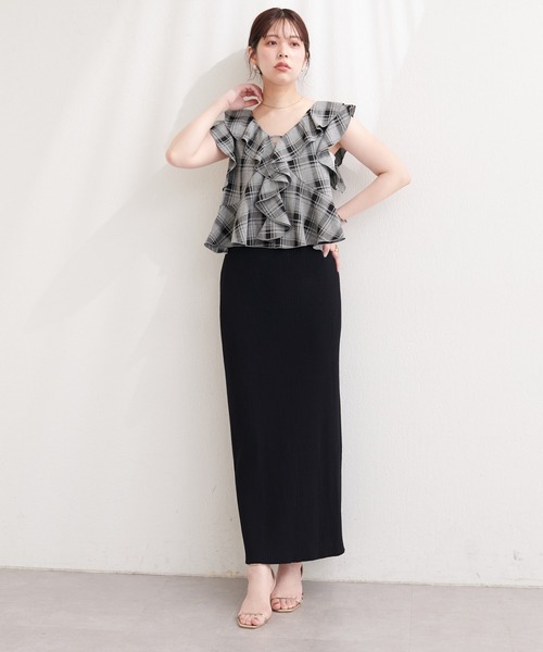 natural couture（ナチュラルクチュール）の「前後２WAYチェックラッフルブラウス（シャツ/ブラウス・レディース・ブラック系その他/グレー系その他/ベージュ系その他/ホワイト系その他・FREE）」の5枚目の写真