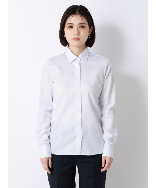 AOYAMA(アオヤマ)の「レギュラーカラーシャツ/長袖/NON IRONMAX/ストレッチ/ストライプ/Blouse(ビジネスシャツ・レディース・ライトグレー・36/40/38/42)」の2枚目の写真