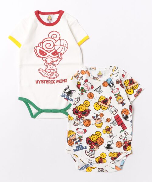 HYSTERIC MINI(ヒステリックミニ)の「HYSTERIC MINI HOOPS 半袖ロンパースセット(その他ベビー用品・キッズ・ブラック系その他/ホワイト系その他/レッド系その他・70/80)」の2枚目の写真