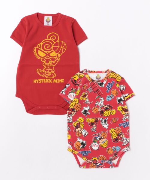 HYSTERIC MINI(ヒステリックミニ)の「HYSTERIC MINI HOOPS 半袖ロンパースセット(その他ベビー用品・キッズ・ブラック系その他/ホワイト系その他/レッド系その他・70/80)」の3枚目の写真