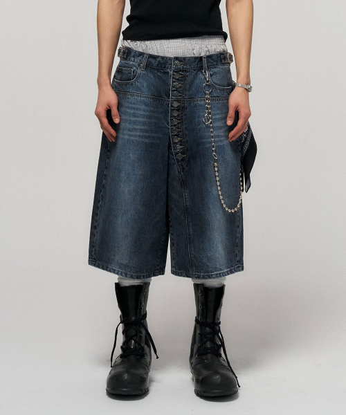 SCHISM INDUCING(スキズムインデューシング)の「CDZ BUTTON JORTS BLUE(その他パンツ・レディース・その他・M/L)」の1枚目の写真