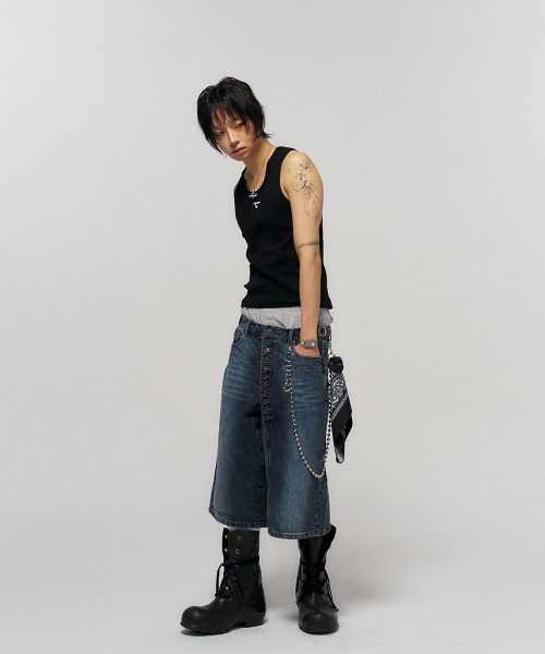 SCHISM INDUCING(スキズムインデューシング)の「CDZ BUTTON JORTS BLUE(その他パンツ・レディース・その他・M/L)」の6枚目の写真
