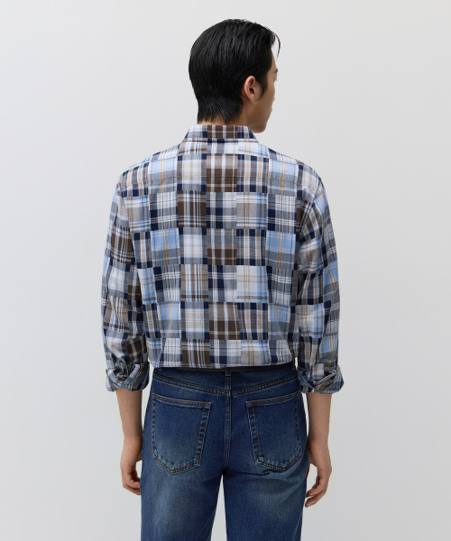 MUSINSA STANDARD（ムシンサスタンダード）の「ミックスドマドラスチェックシャツ[ブルー]（シャツ/ブラウス・メンズ・その他・MEDIUM/LARGE/X-LARGE/2XL）」の3枚目の写真