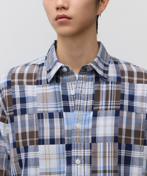 MUSINSA STANDARD（ムシンサスタンダード）の「ミックスドマドラスチェックシャツ[ブルー]（シャツ/ブラウス・メンズ・その他・MEDIUM/LARGE/X-LARGE/2XL）」の4枚目の写真