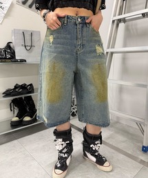 ダーティデニムハーフパンツ