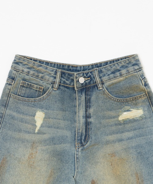 Figments（フィグメンツ）の「ダーティデニムハーフパンツ（デニムパンツ・レディース・インディゴブルー・LARGE/MEDIUM/SMALL）」の6枚目の写真