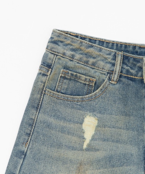 Figments（フィグメンツ）の「ダーティデニムハーフパンツ（デニムパンツ・レディース・インディゴブルー・LARGE/MEDIUM/SMALL）」の7枚目の写真