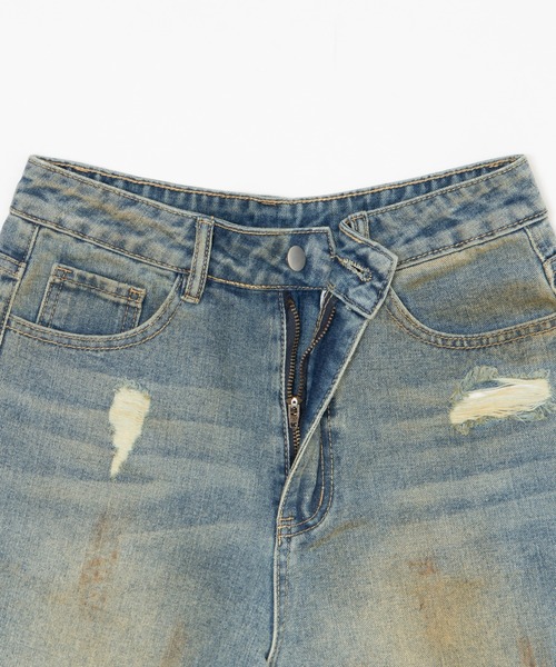 Figments（フィグメンツ）の「ダーティデニムハーフパンツ（デニムパンツ・レディース・インディゴブルー・LARGE/MEDIUM/SMALL）」の8枚目の写真