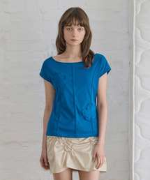 SINOON | Flower Patch T-Shirt (Blue)(Tシャツ/カットソー)