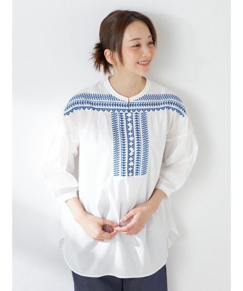 McGREGOR（マックレガー）の「オリエンタル刺繍チュニック（シャツ/ブラウス・レディース・ネイビー/アイボリー・M）」の3枚目の写真