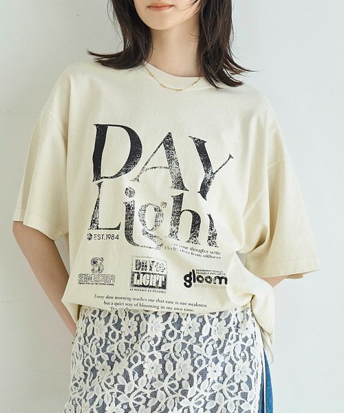 meilmada(メイルマダ)の「ピグメントロゴビッグTシャツ(Tシャツ/カットソー・レディース・ライトベージュ/チャコールグレー・FREE)」の15枚目の写真