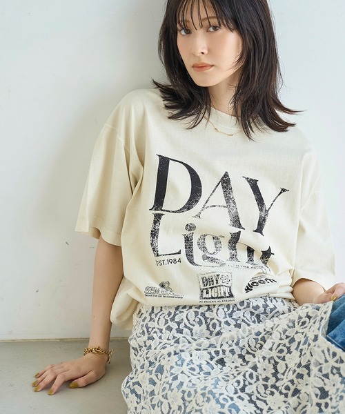 meilmada(メイルマダ)の「ピグメントロゴビッグTシャツ(Tシャツ/カットソー・レディース・ライトベージュ/チャコールグレー・FREE)」の20枚目の写真