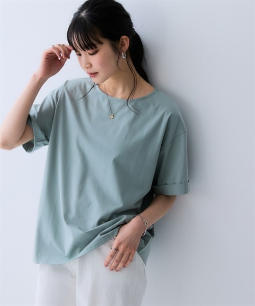 nissen(ニッセン)の「軽量さらさらカットソー5分袖ゆるシルエットプルオーバー(吸汗速乾)<大きいサイズ有>(Tシャツ/カットソー・レディース・ネイビー/ブラック/ダークグレー/グリーン/ピンク・L/LL/3L/S/M)」の12枚目の写真