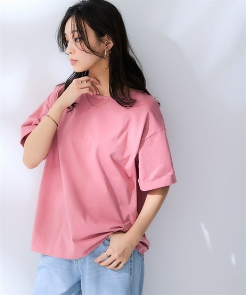 nissen(ニッセン)の「軽量さらさらカットソー5分袖ゆるシルエットプルオーバー(吸汗速乾)<大きいサイズ有>(Tシャツ/カットソー・レディース・ネイビー/ブラック/ダークグレー/グリーン/ピンク・L/LL/3L/S/M)」の8枚目の写真