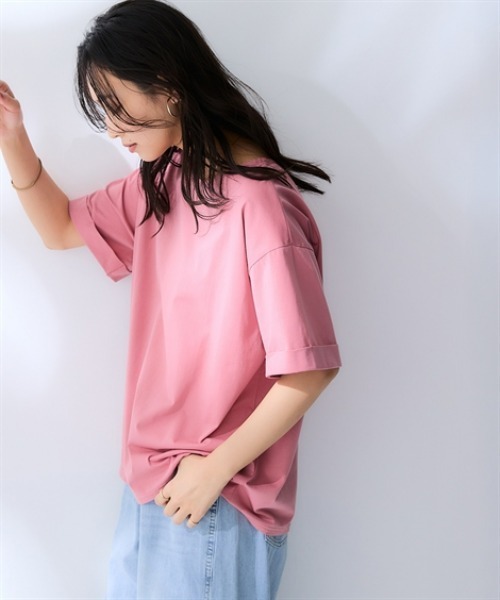 nissen(ニッセン)の「軽量さらさらカットソー5分袖ゆるシルエットプルオーバー(吸汗速乾)<大きいサイズ有>(Tシャツ/カットソー・レディース・ネイビー/ブラック/ダークグレー/グリーン/ピンク・L/LL/3L/S/M)」の7枚目の写真