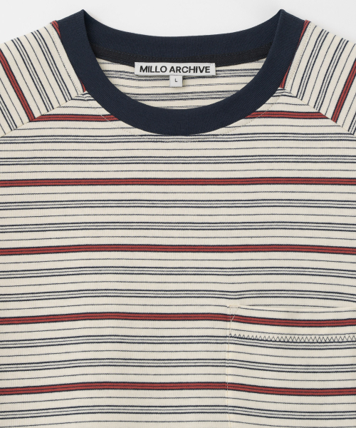 Millo Archive（ミロ アーカイブ）の「リッツストライプポケットTシャツ[アイボリー]（Tシャツ/カットソー・メンズ・その他・MEDIUM/LARGE/X-LARGE）」の2枚目の写真