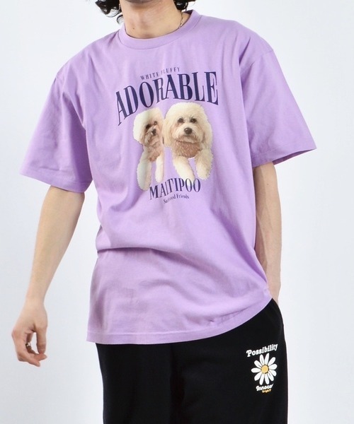 DOUBLE STEAL(ダブルスティール)の「アニマルプリントTシャツ DOGプリント(Tシャツ/カットソー・メンズ・ネイビー/ブラック/オートミール/ホワイト/パープル・LARGE/X-LARGE/MEDIUM)」の5枚目の写真