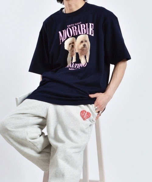 DOUBLE STEAL(ダブルスティール)の「アニマルプリントTシャツ DOGプリント(Tシャツ/カットソー・メンズ・ネイビー/ブラック/オートミール/ホワイト/パープル・LARGE/X-LARGE/MEDIUM)」の21枚目の写真