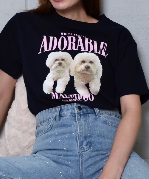 DOUBLE STEAL(ダブルスティール)の「アニマルプリントTシャツ DOGプリント(Tシャツ/カットソー・メンズ・ネイビー/ブラック/オートミール/ホワイト/パープル・LARGE/X-LARGE/MEDIUM)」の16枚目の写真