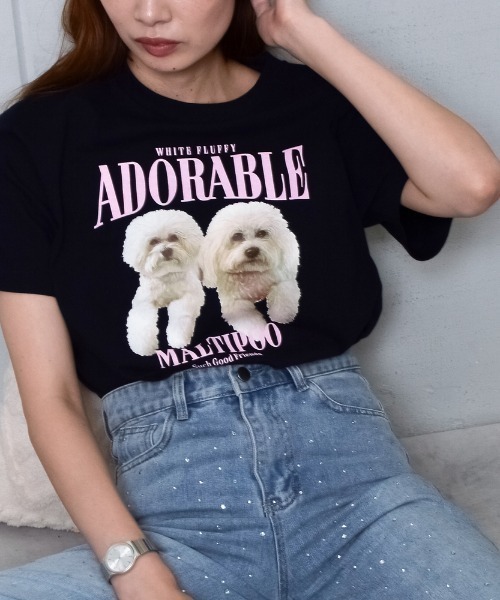 DOUBLE STEAL(ダブルスティール)の「アニマルプリントTシャツ DOGプリント(Tシャツ/カットソー・メンズ・ネイビー/ブラック/オートミール/ホワイト/パープル・LARGE/X-LARGE/MEDIUM)」の17枚目の写真