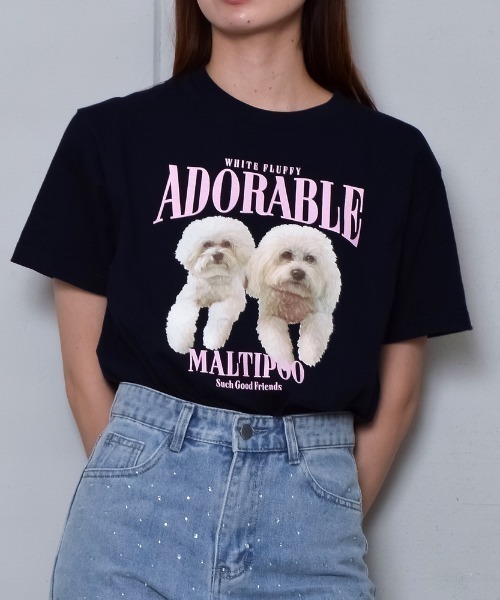 DOUBLE STEAL(ダブルスティール)の「アニマルプリントTシャツ DOGプリント(Tシャツ/カットソー・メンズ・ネイビー/ブラック/オートミール/ホワイト/パープル・LARGE/X-LARGE/MEDIUM)」の19枚目の写真