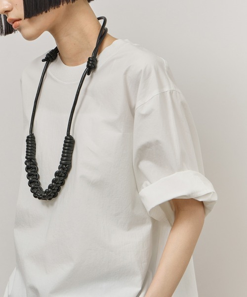 ADAM ET ROPE'(アダムエロペ)の「【サステナブル】タイプライターTEEブラウス(シャツ/ブラウス・レディース・ブラック/ホワイト/ピンク・FREE)」の12枚目の写真