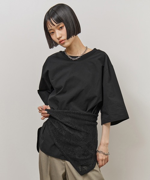 ADAM ET ROPE'(アダムエロペ)の「【サステナブル】タイプライターTEEブラウス(シャツ/ブラウス・レディース・ブラック/ホワイト/ピンク・FREE)」の13枚目の写真