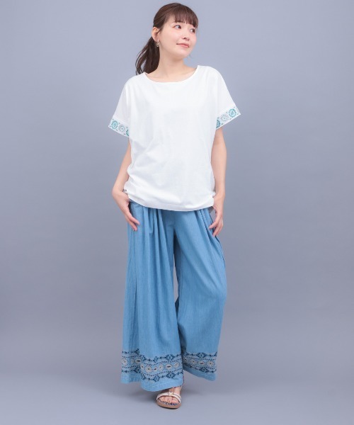 チチカカ(チチカカ)の「ネイティブシルバースリーブTシャツ(Tシャツ/カットソー・レディース・ホワイト/ブラック/オレンジ・FREE)」の4枚目の写真
