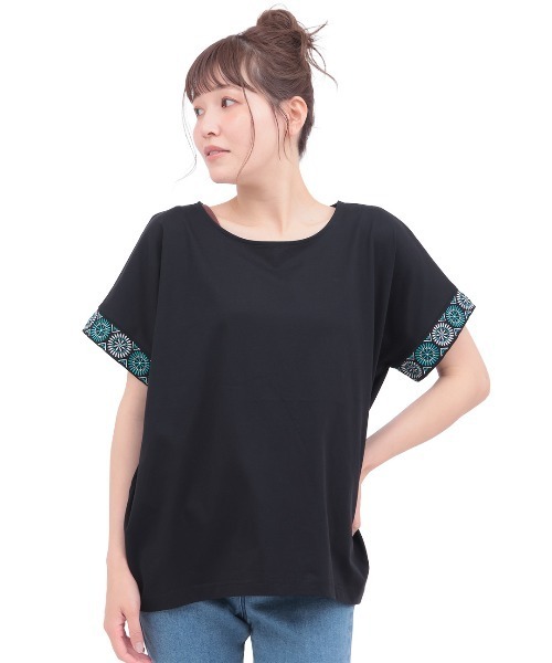 チチカカ(チチカカ)の「ネイティブシルバースリーブTシャツ(Tシャツ/カットソー・レディース・ホワイト/ブラック/オレンジ・FREE)」の8枚目の写真