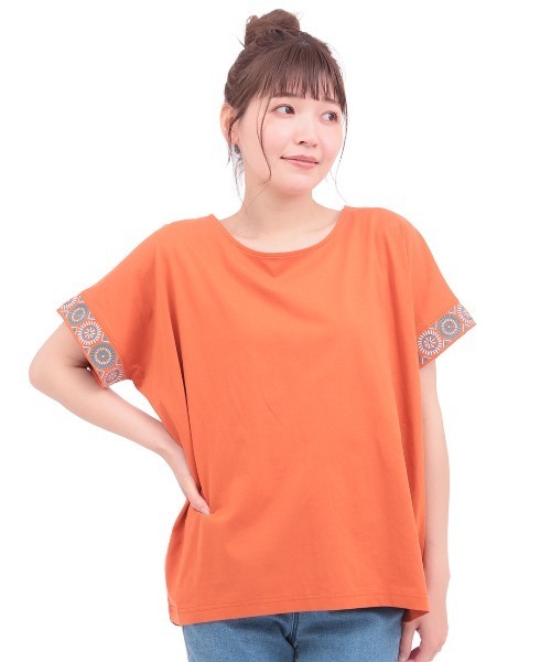 チチカカ(チチカカ)の「ネイティブシルバースリーブTシャツ(Tシャツ/カットソー・レディース・ホワイト/ブラック/オレンジ・FREE)」の9枚目の写真
