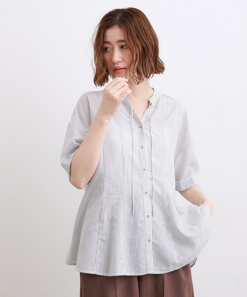 grove(グローブ)の「【洗濯機OK・ひんやり】さらっと軽やか、夏のフレアシャツ(シャツ/ブラウス・レディース・ピンク系3/ブルー系2/ホワイト系5/ライトグリーン系2・05/04/03/02/01)」の1枚目の写真