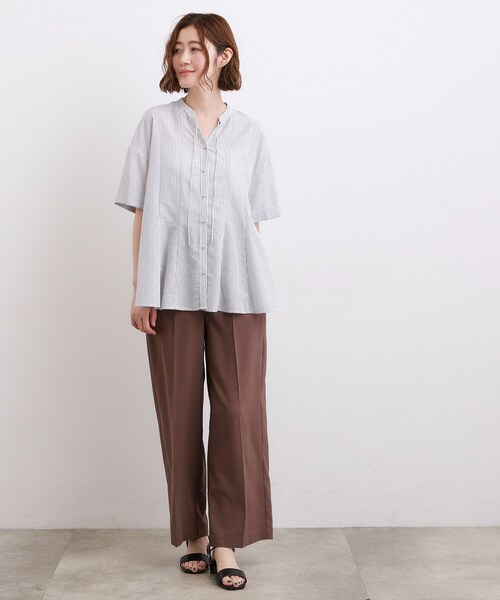 grove(グローブ)の「【洗濯機OK・ひんやり】さらっと軽やか、夏のフレアシャツ(シャツ/ブラウス・レディース・ピンク系3/ブルー系2/ホワイト系5/ライトグリーン系2・05/04/03/02/01)」の9枚目の写真